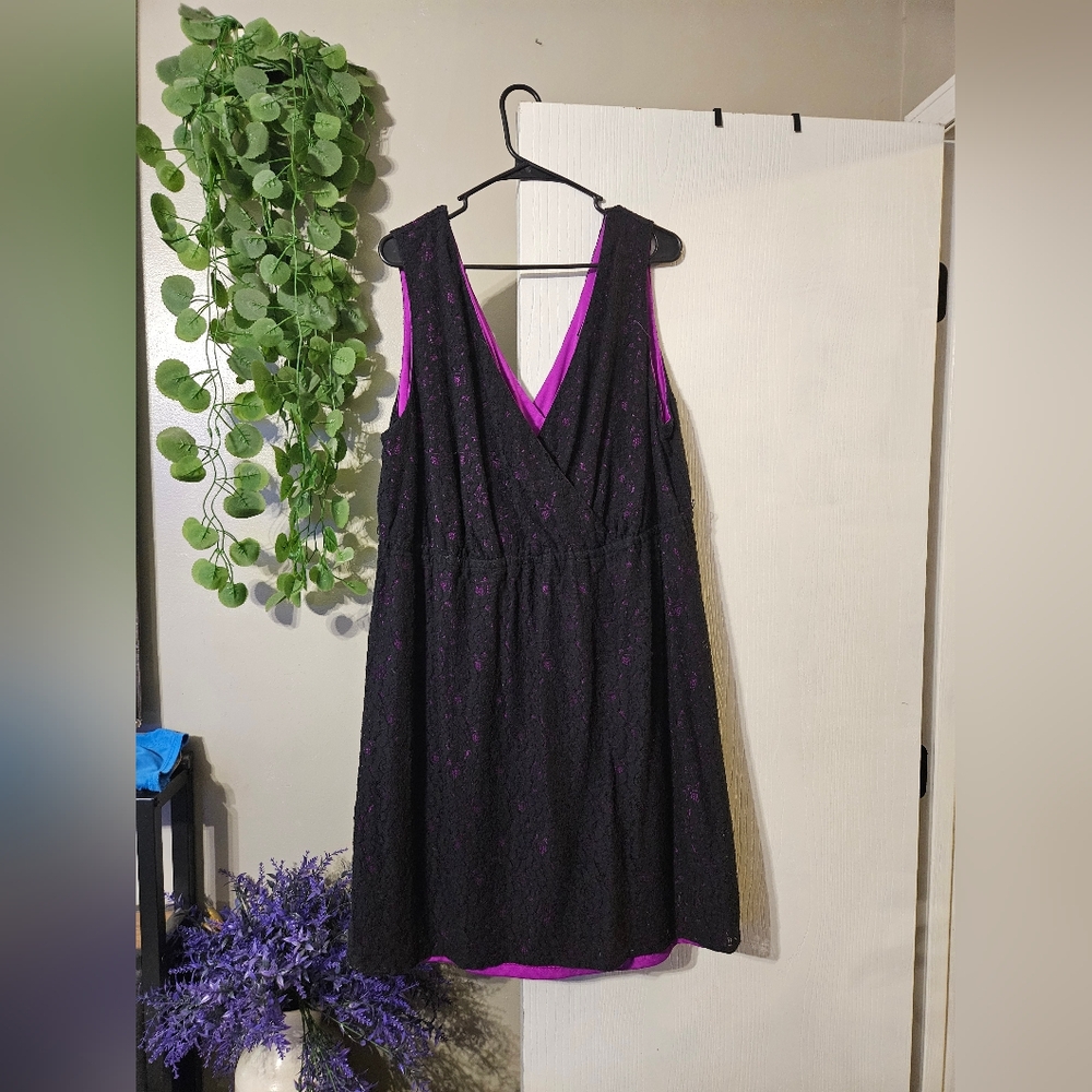 Elegant Black and Purple Women's Dress